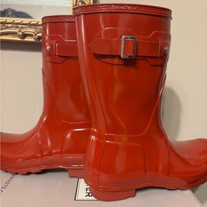 Hunter Women's Original Short Gloss Boots - Military Red